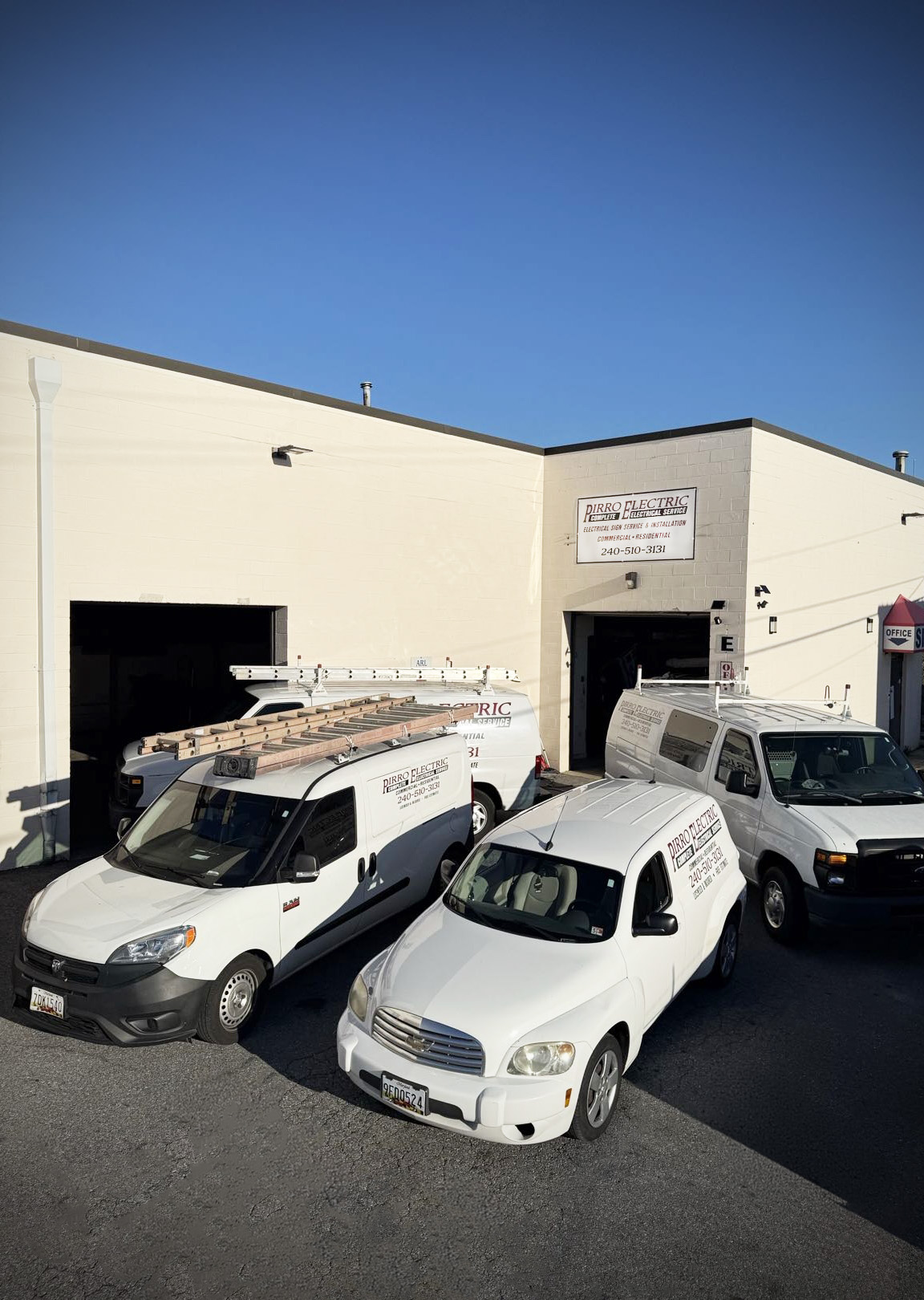Pirro Electric service fleet at the Gaithersburg, MD office