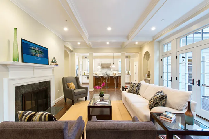 Living room lighting with fireplace and TV mount wiring