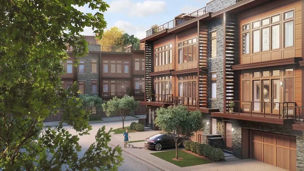 Modern townhome community exterior