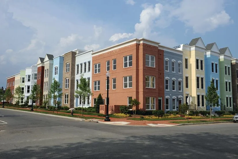 Colorful row homes new construction