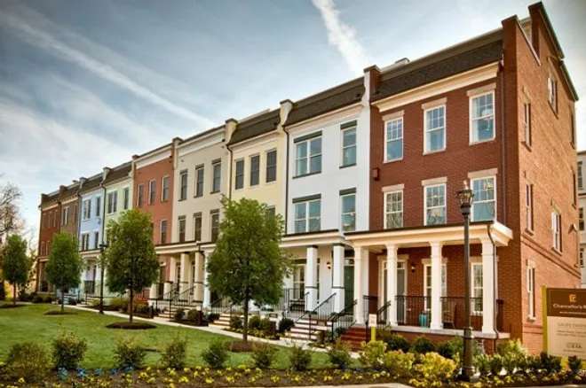 Townhome development with landscaping