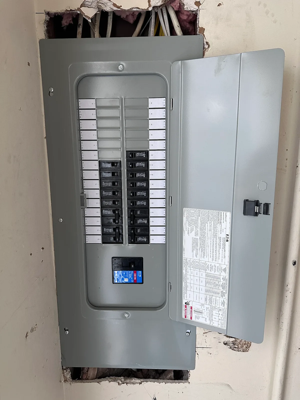 New electrical panel installed by Pirro Electric for Mark Ginevan's pole barn in Frederick County, MD